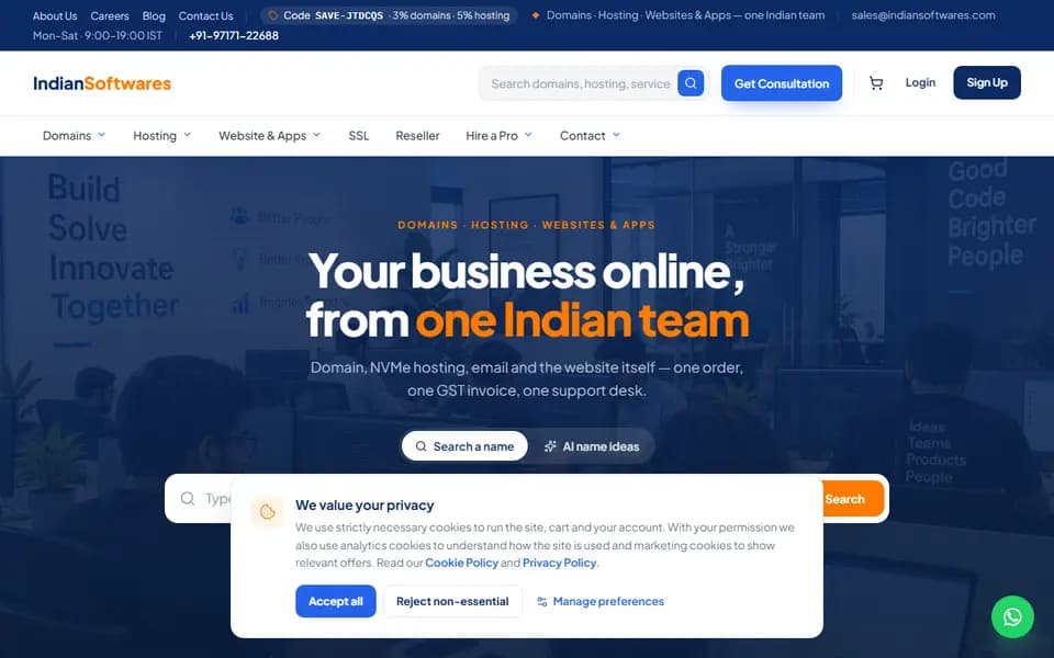 indiansoftwares.com homepage