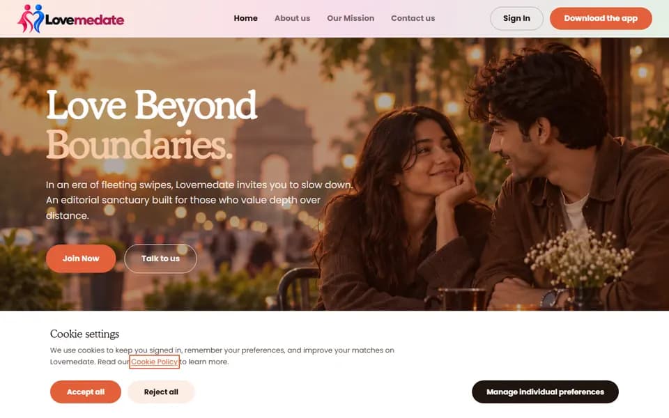 lovemedate.com homepage