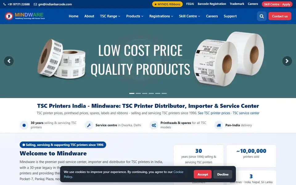 tscprinters.co.in homepage